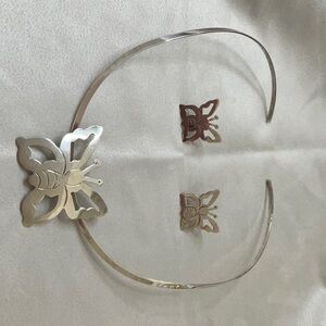 Silver Butterfly Headband and Earrings Set